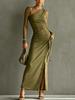 European and American Fashion New Pleated Holiday Style Thin Sexy Temperament Dress Women