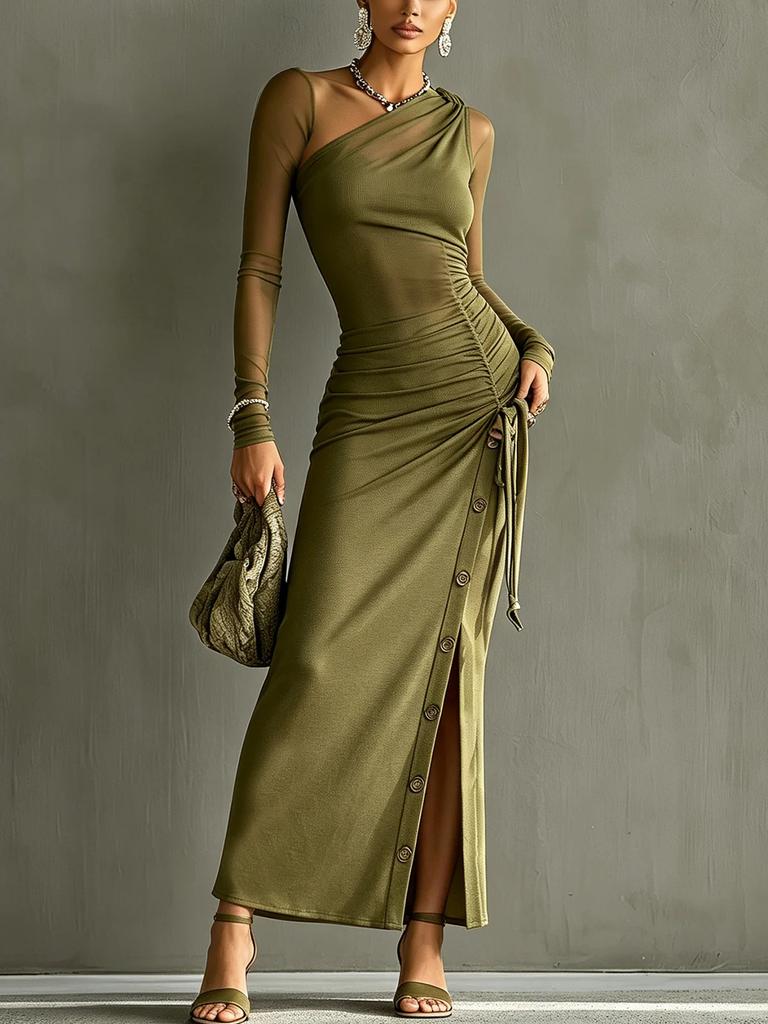 European and American Fashion New Pleated Holiday Style Thin Sexy Temperament Dress Women