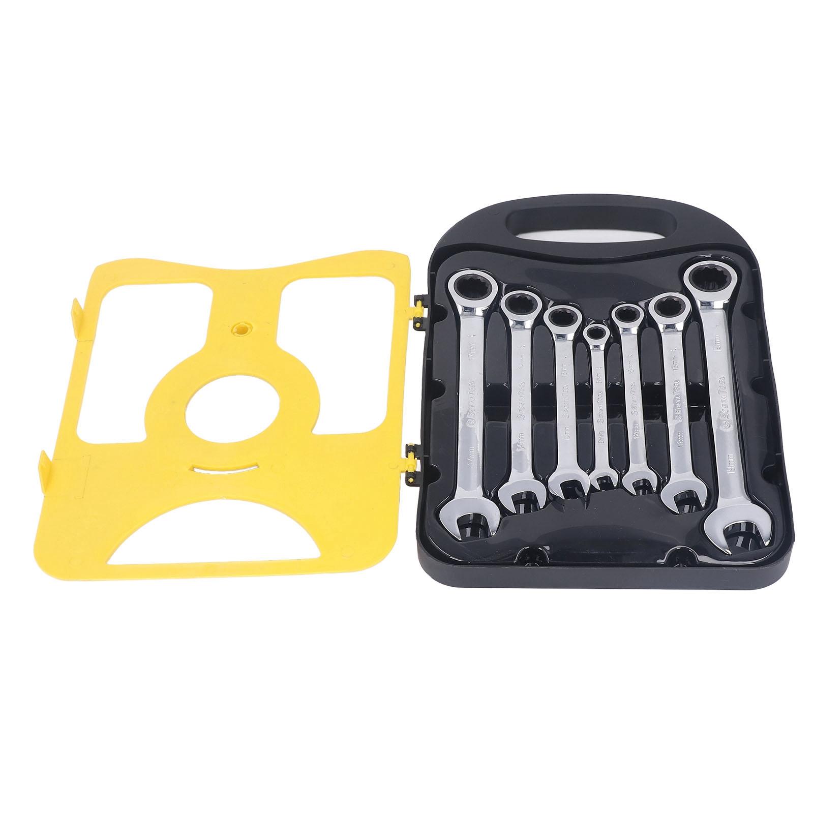 

7Pcs Ratchet Wrench Set Metric 72 Teeth CRV Wrenches Hand Tool 8 10 12 13 14 17 19mm