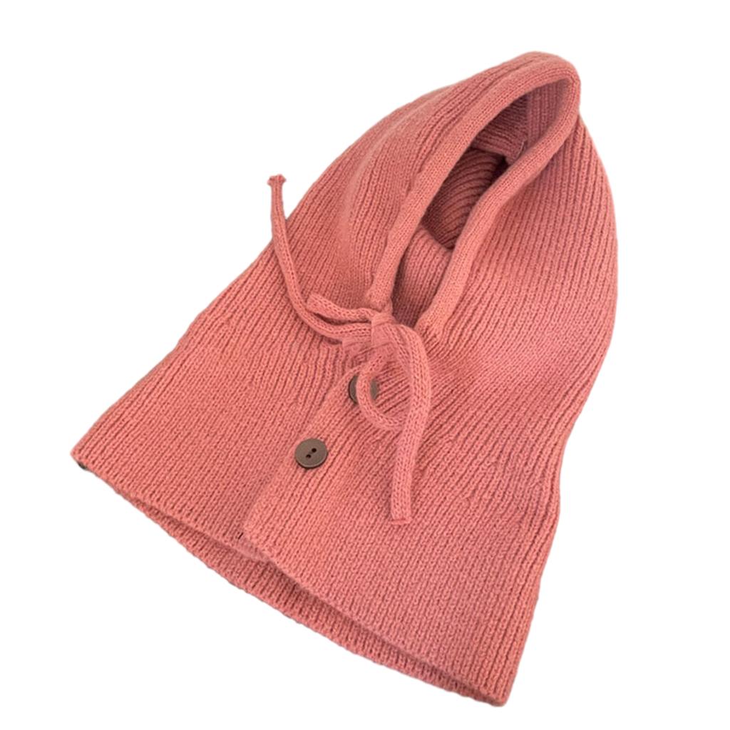 Knit Hoodie Hat for Students Adult Windproof Winter Balaclava Neck Protect Hat with Adjustable Size Warm Cycling Hat