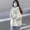 Womens Oversized Fleece-Lined Hooded Zip-Up Sweatshirt Winter Warm Loose Fit Casual Coat In Wine Red Black Beige Gray