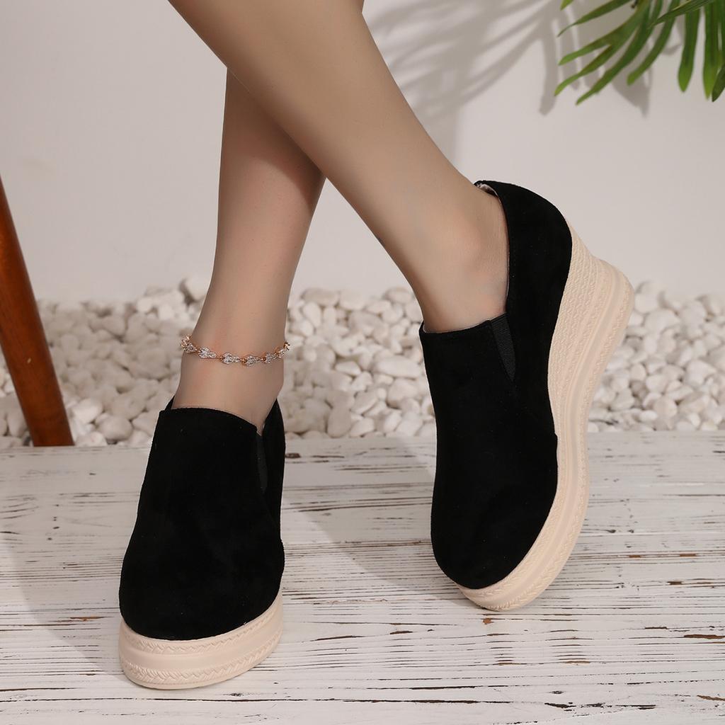 Wedge Heel Deep Shoes Women's 2025 Autumn New Platform Muffin Plus-size Shoes
