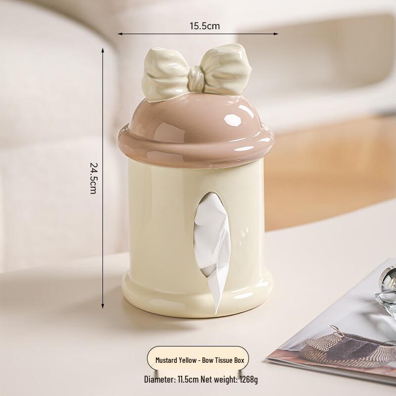 ZISIZ Keramická krabička na kapesníky s mašlí