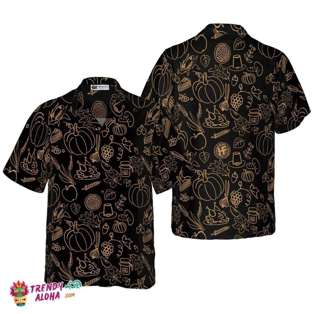 Cartoon Thanksgiving Pattern Hawaiian Shirt S-5XL Unisex T-Shirt XXXL