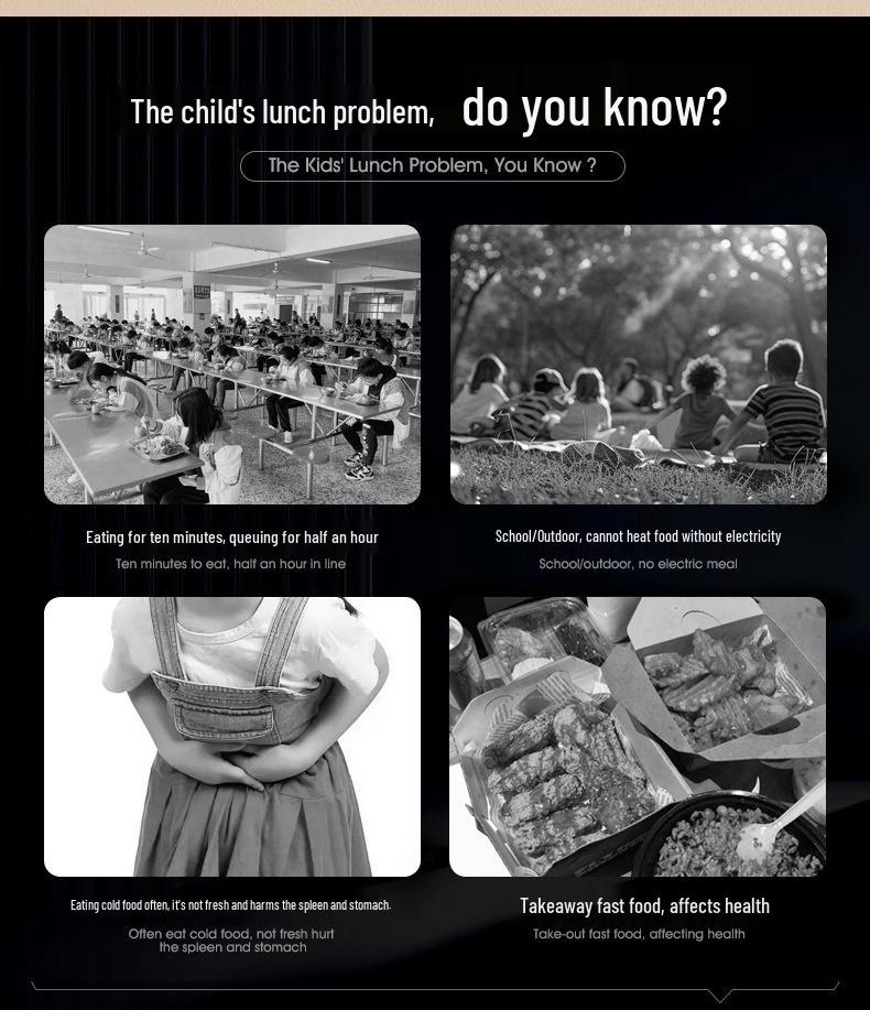 Portable Rechargeable Heating & Insulation Lunch Box for Office Workers & Students - Wireless, Water-Free Bento Box