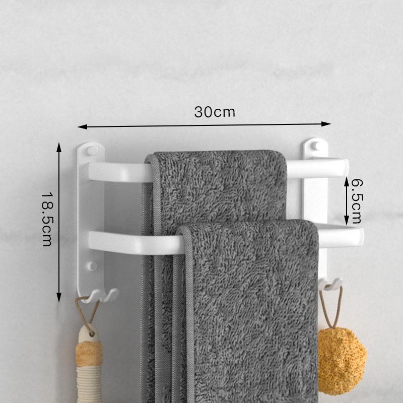 White Aluminum Bathroom Towel Rod Wall-mounted Toilet Towel Storage Rack 1/2/3 Layer Rod Towel Rack Bathroom Hardware 30-50cm