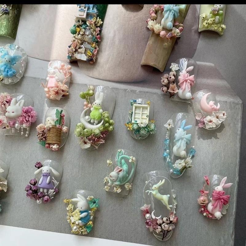 Kreskówkowy Królik Kokarda Silikonowa Forma do Paznokci Forma do Paznokci Stempel Reliefowy Akcesoria do Dekoracji Paznokci Forma do Paznokci DIY Narzędzia do Manicure