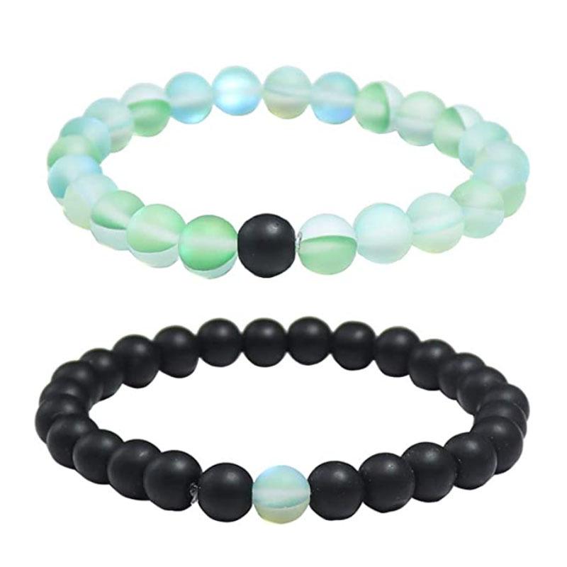 Bracelets de Couple Oeil de Tigre Mat & Pierre d'Agate - Perles de 8mm, Style Étudiant