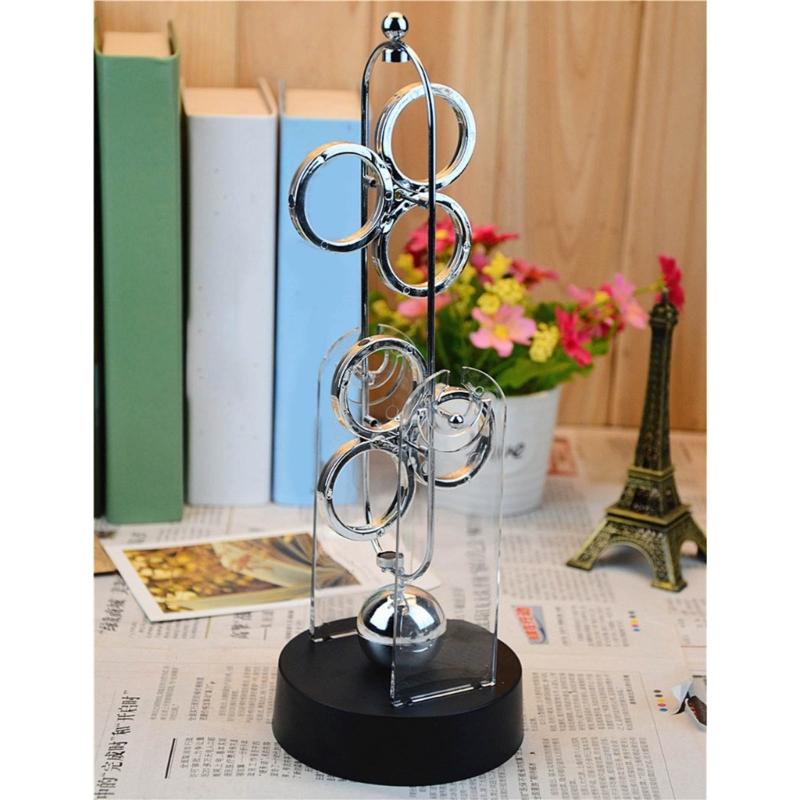 Metal and Plastic Double-Swinging Chaotic Desk Sculpture Electric Forever Motion Toy Balance Pendulum Balls