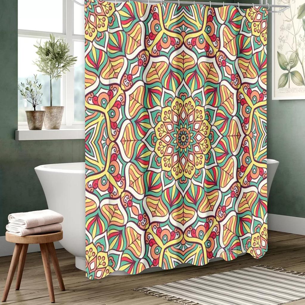 Mandala Muster Duschvorhang Badezimmer Duschvorhang Wasserdicht Mit 12 Haken Heimdeko Kostenloser Versand