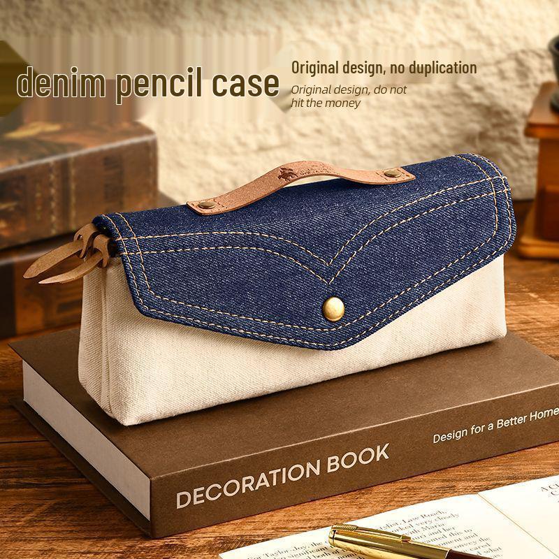 Chic Denim Pencil Case: 2025 Design for Middle School Girls - Large Capacity, Unique Stationery Box