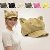 Cute Cat Ears Women's Beret Anime Japanese Style Newsboy Cap Cat Paw Pattern Sweet Baseball Cap Everyday Outfits