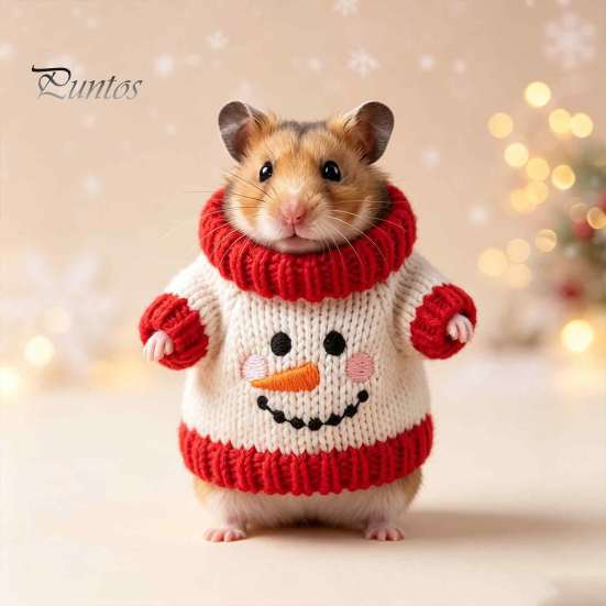 Small Animal Holiday Outfit Christmas Hamster Sweater, Soft Knitted Cute Outfit, Cozy Festive Pet Sweater Turtleneck Winter Clothes for Golden