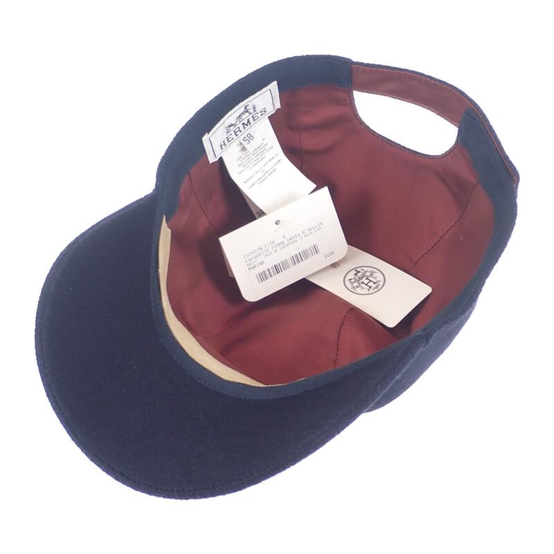 HERMES  H232032N_I258 58  Cap Navy Cashmere/silk Mens