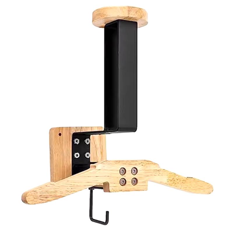 1PC Hat Rack Walnut Helmet Holder 2-in-1 Helmet Racing Hanger Motorcycle Helmet Mount Rack For Vest Equipment Solid Wood Hangers