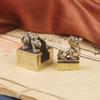 Vintage Brass Qinglong Desktop Ornament Auspicious Beast Mother And Child Copper Engraved Leisure Seal Antique Imitati