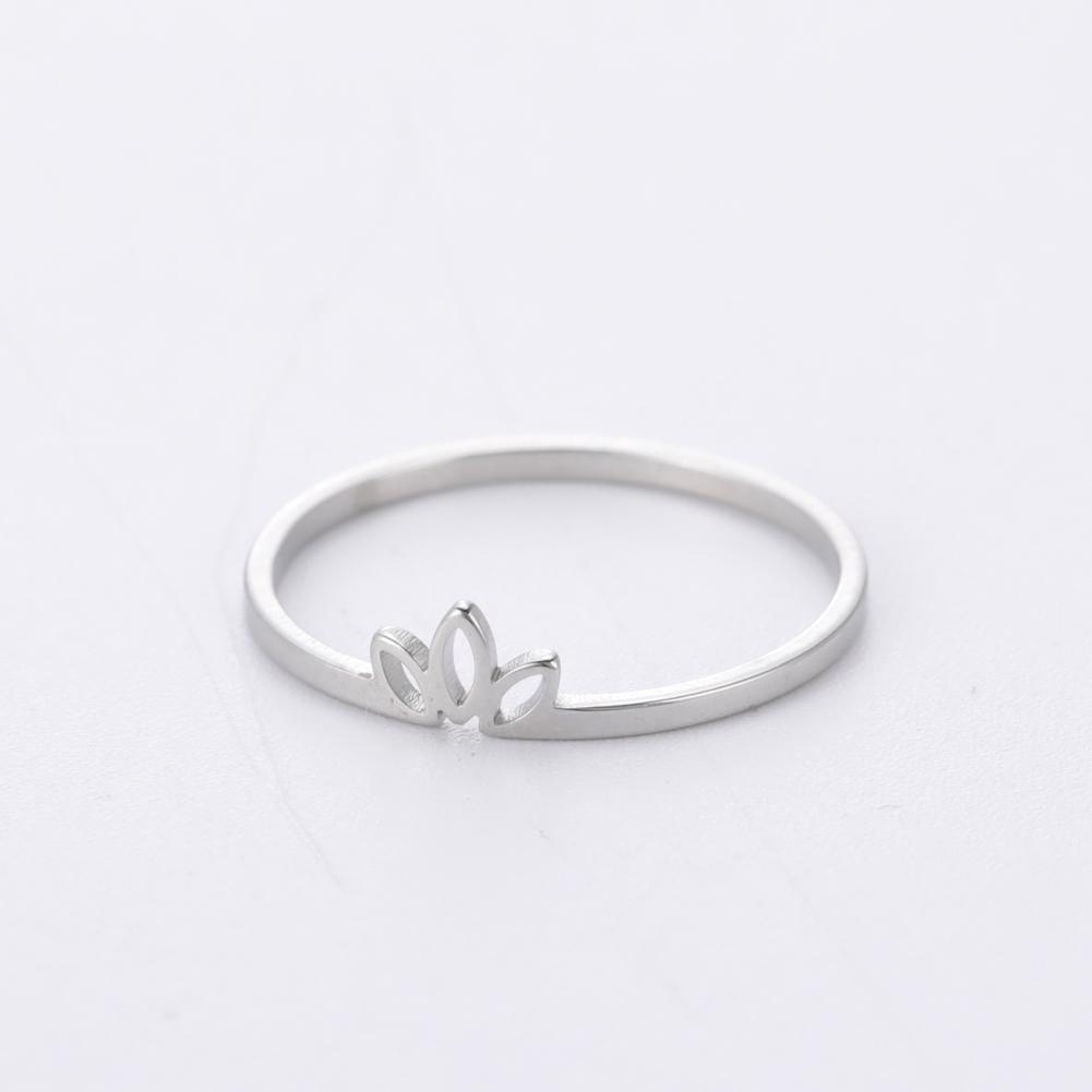 Stainless Steel Lotus Flower Rings for Women Vintage Finger Ring Jewelry Female Wedding Engagement Gift