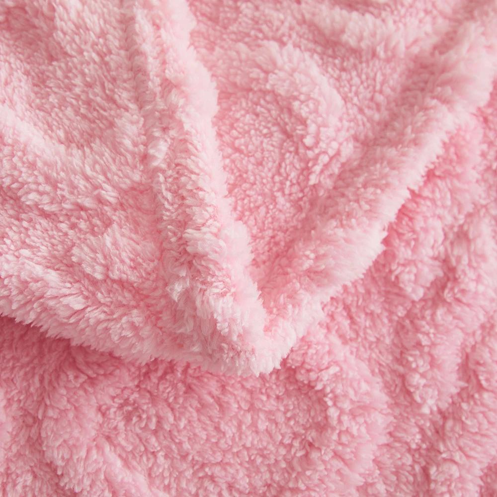 Coral Fleece Velvet Blanket Solid Double Sided Jacquard Geometric Pattern Thickened Blanket Bedspread Plaid Blankets