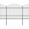 Spear Tip Steel Garden Fence 1781.5 X 175 Cm Black