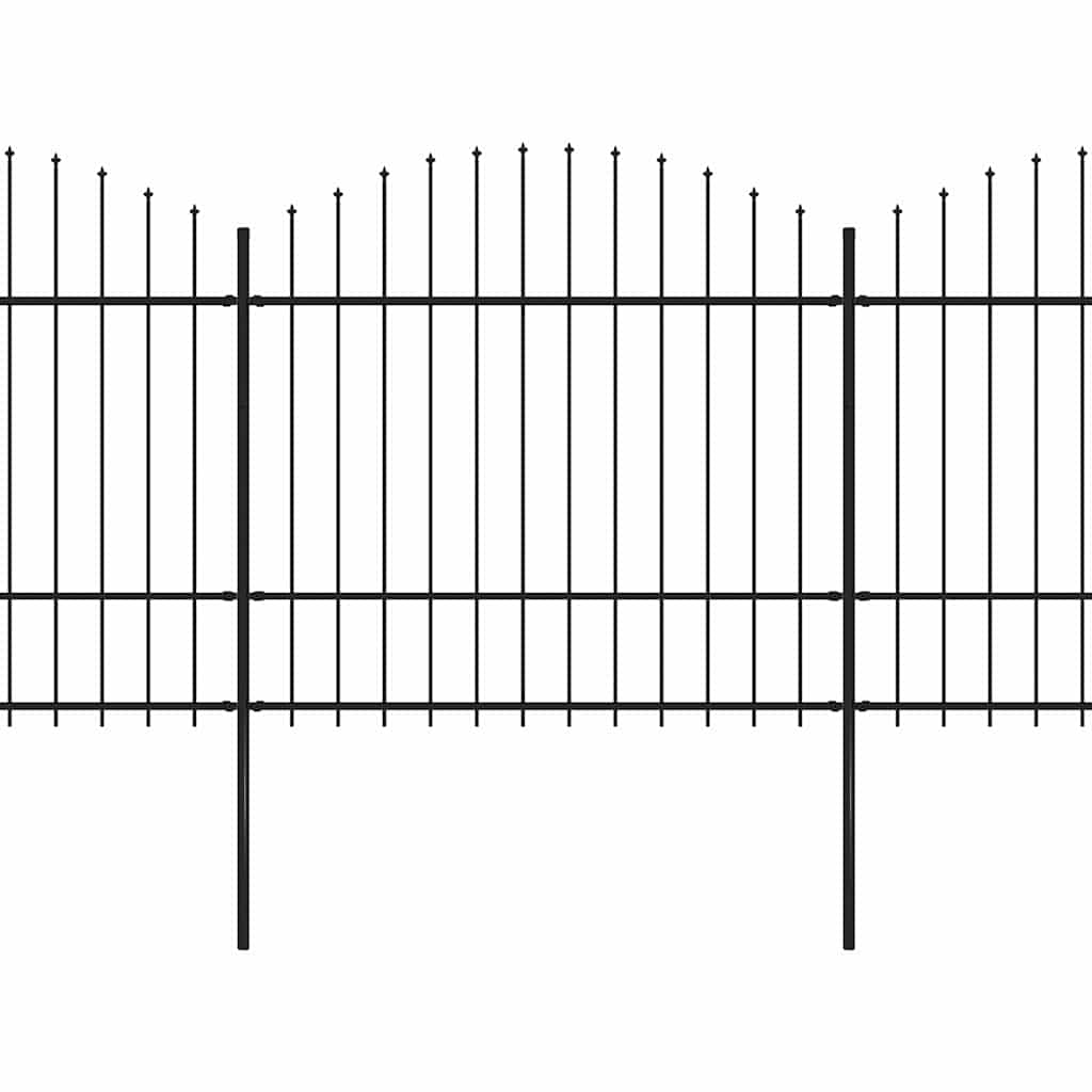 Spear Tip Steel Garden Fence 1781.5 x 175 cm Black