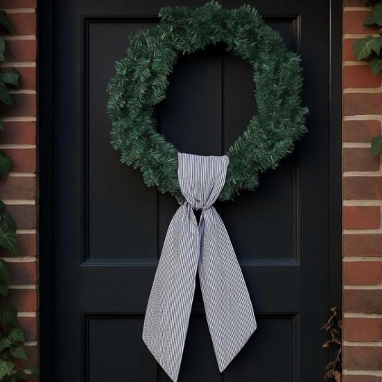 2Pcs Fall Thanksgiving Striped Wreath Belt Farmhouse Ribbon DIY Craft Monogram Outdoor Indoor Autumn Decor