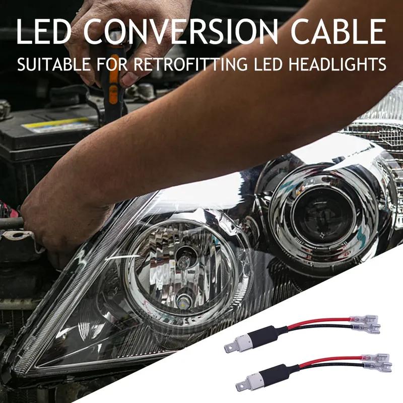 2pcs Car H1 LED Headlight Wiring Harness Conversion Adapter Cable Line for LED Headlight Bulbs Accessories