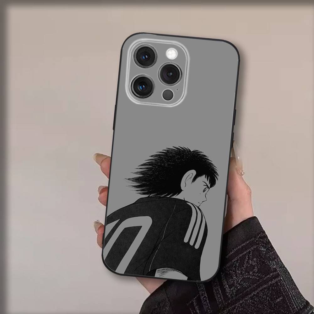 Custodia per Telefono Anime C-Captain T-Tsubasa Per iPhone 17,16,15,14,13,12,11,Pro,Max,Plus,Air,X,XS,XR,SE,8,7,Mini,Morbida Nera Funda