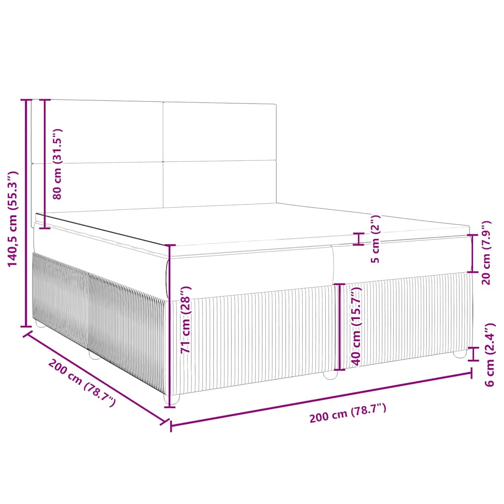 Box Spring Bed with Mattress Dark Brown 200 X 200 Cm Fabric