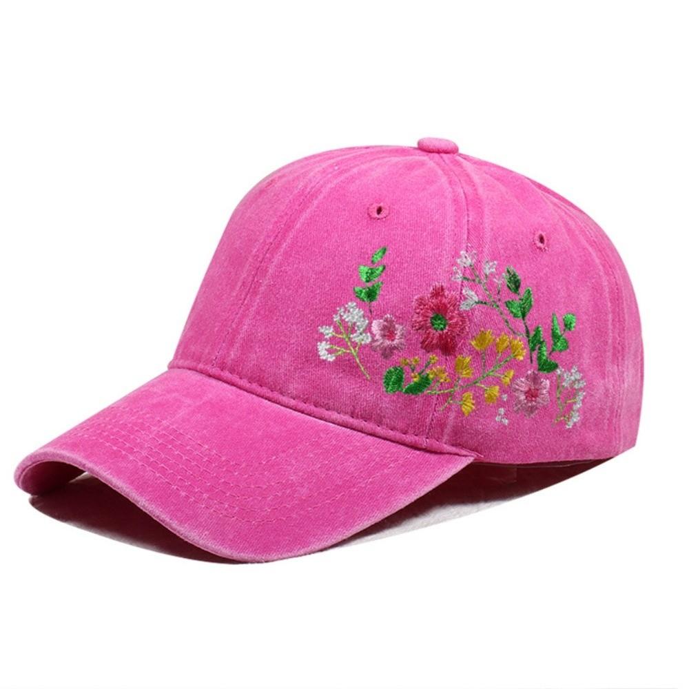 Retro Flower Embroidery Baseball Cap Washed Cotton Adjustable Floral Cap Baseball Hats For Man Women