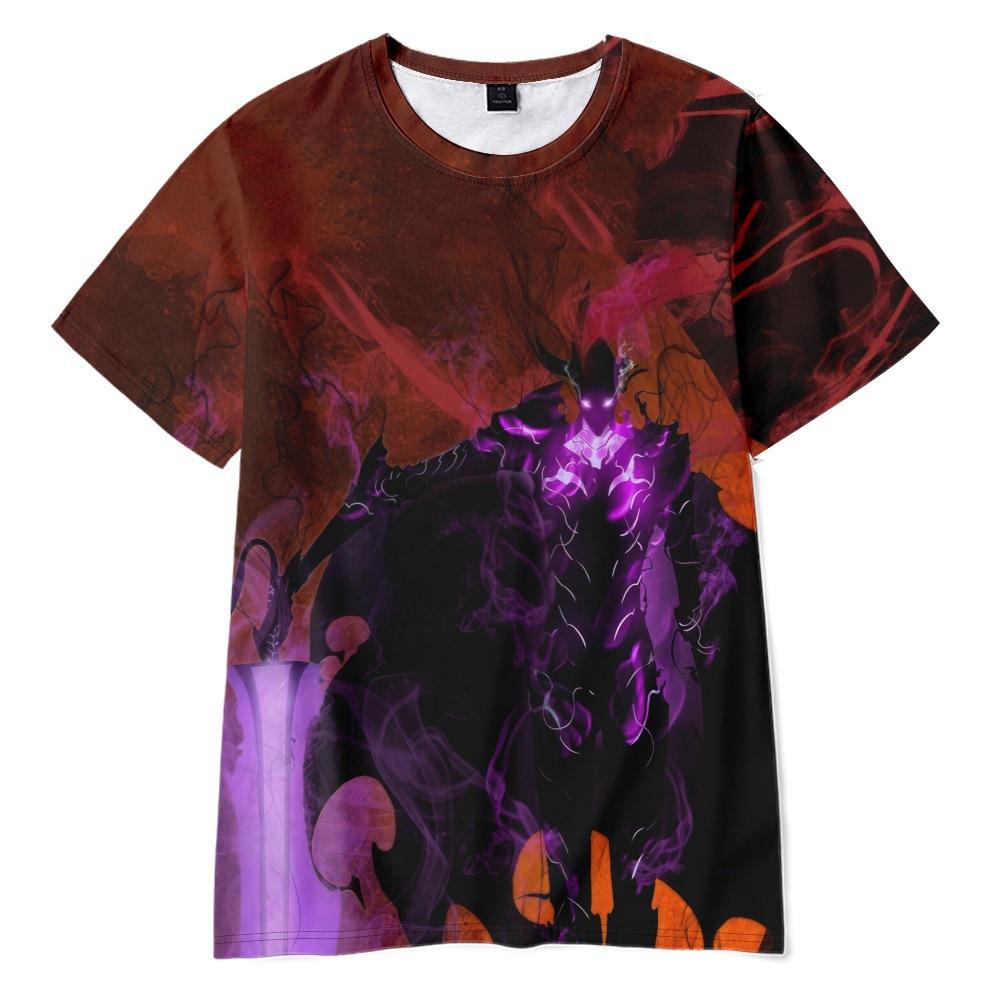 Solo Leveling Anime Women Men's T-shirts Graphic Shirt Cartoon Printed O-Neck Oversized Short Sleeves Fashion Mens Clothing Streetwear