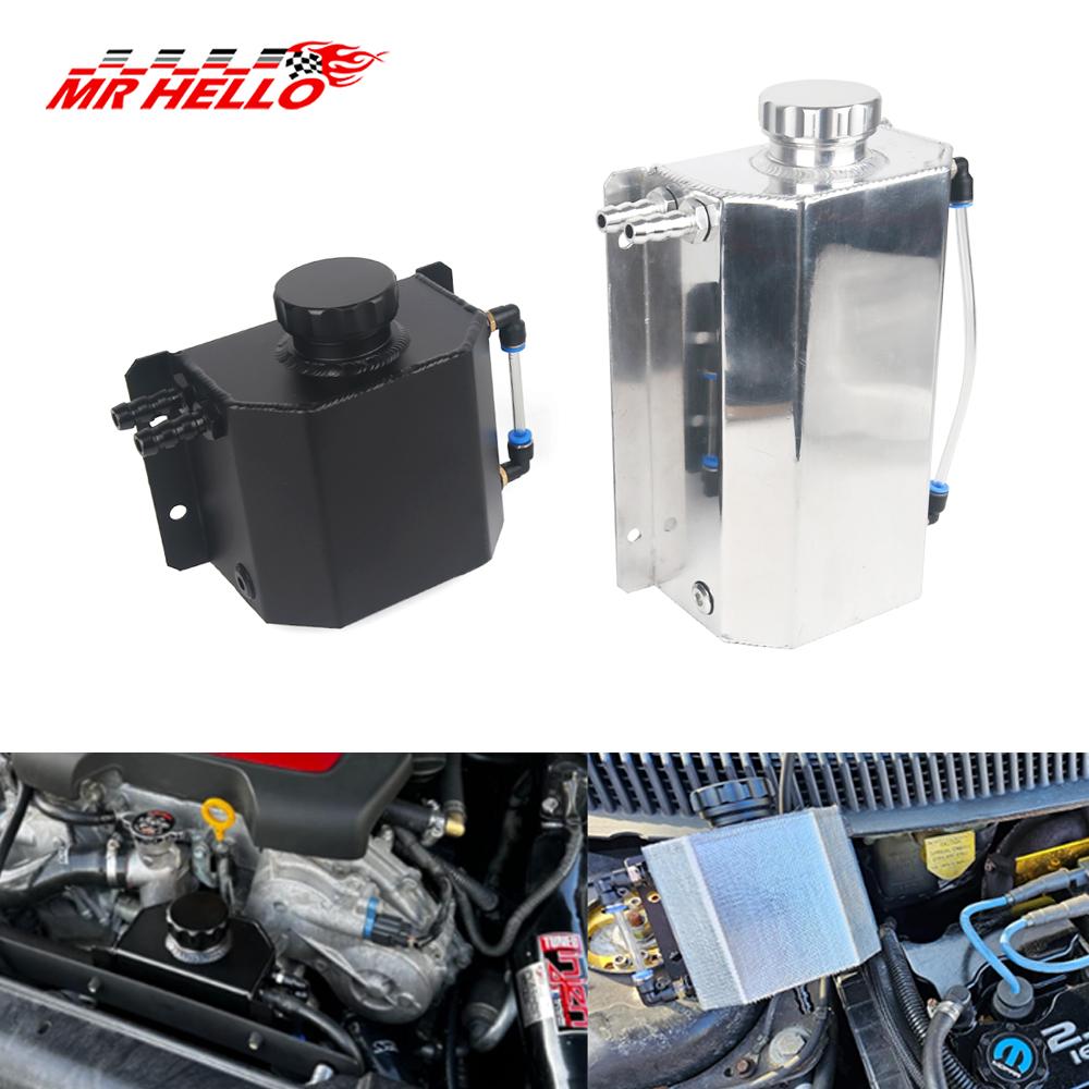 Universal 1L/2L Aluminum Oil Catch Can Reservoir Tank Engine Coolant Radiator Overflow Oil Fuel Tank With Drain Plug Breather