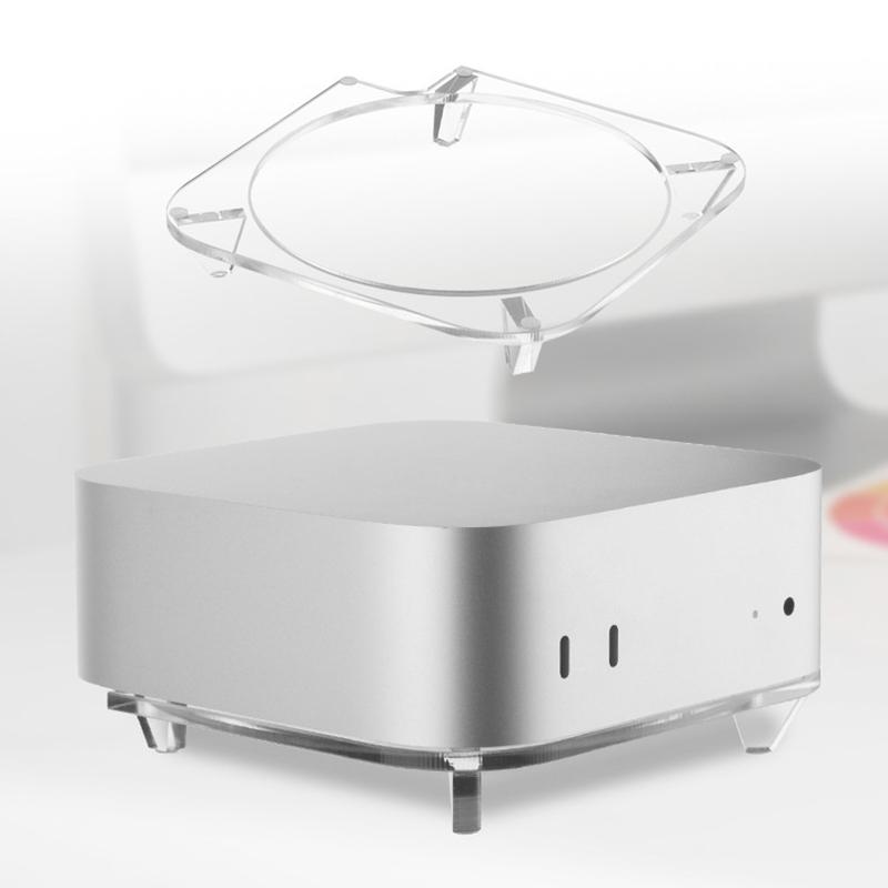 Anti-Slip Mini Desktop Computer Holder For Mac Mini M4 2024 Transparent Cooling Pc Stand Bracket Base