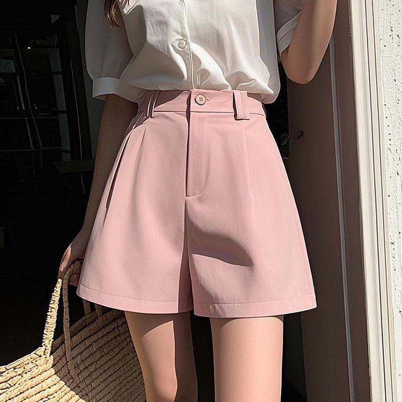

2026 Korean Style Women s A-line Wide-leg Summer Suit Shorts - Versatile, Slimming, and Casual S (Recommended for 75-90 jin) розовый