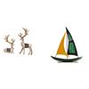 Elegant Reindeer And Sailboat Sculpture Ornaments for Home Decor Unique Deer Figurines Iron Boat