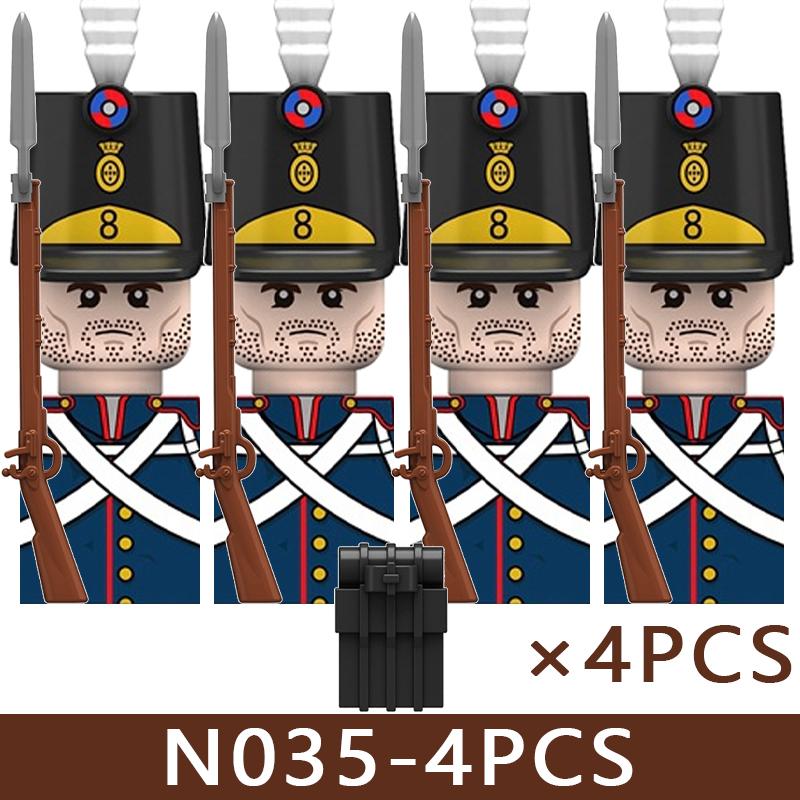4pcs Medieval Castle Knight Building Blocks MIlitary Napoleon Soldier Figures War Army Legion Accessories Imperial Navy Bricks Toys