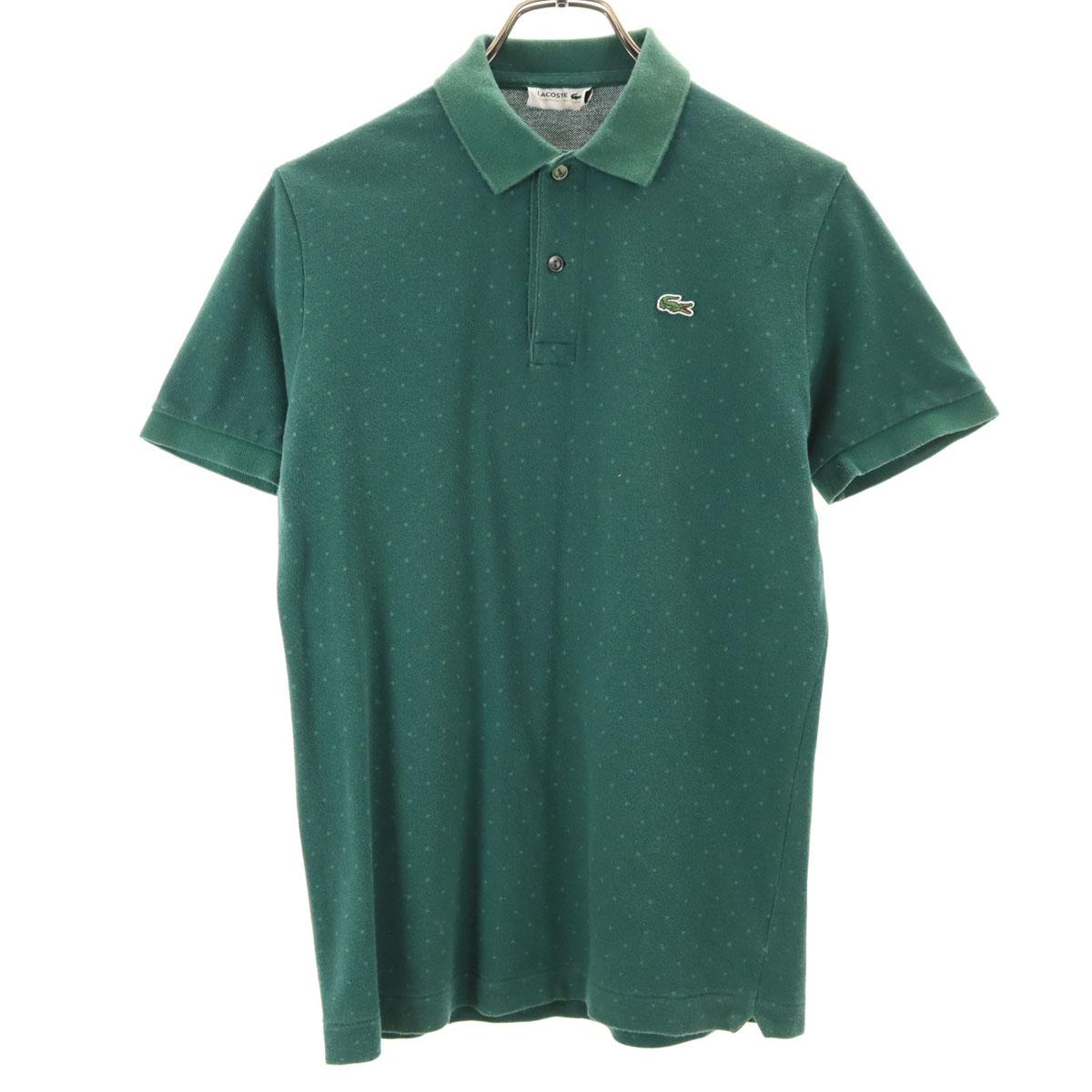 

LACOSTE made in Japan Dot Pattern Short sleeve Polo shirt 3 green Fawn Men s Used