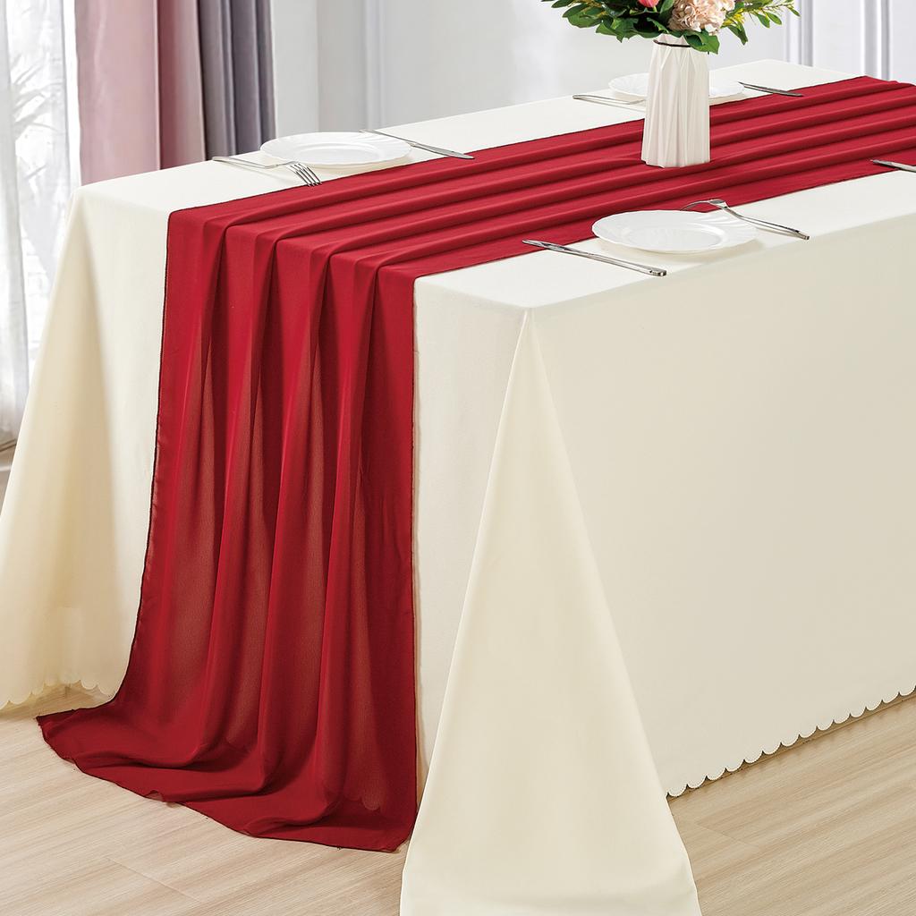 1PC/4PCS Chiffon Table Runner 30x300cm Sheer Romantic Table Runner for Wedding Birthday Party Bridal Shower Outdoor Decoration