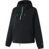 Comfortable Color Block Hooded Pullover Fleece Sweatshirt Women Sweatshirt Black AWDU554-4