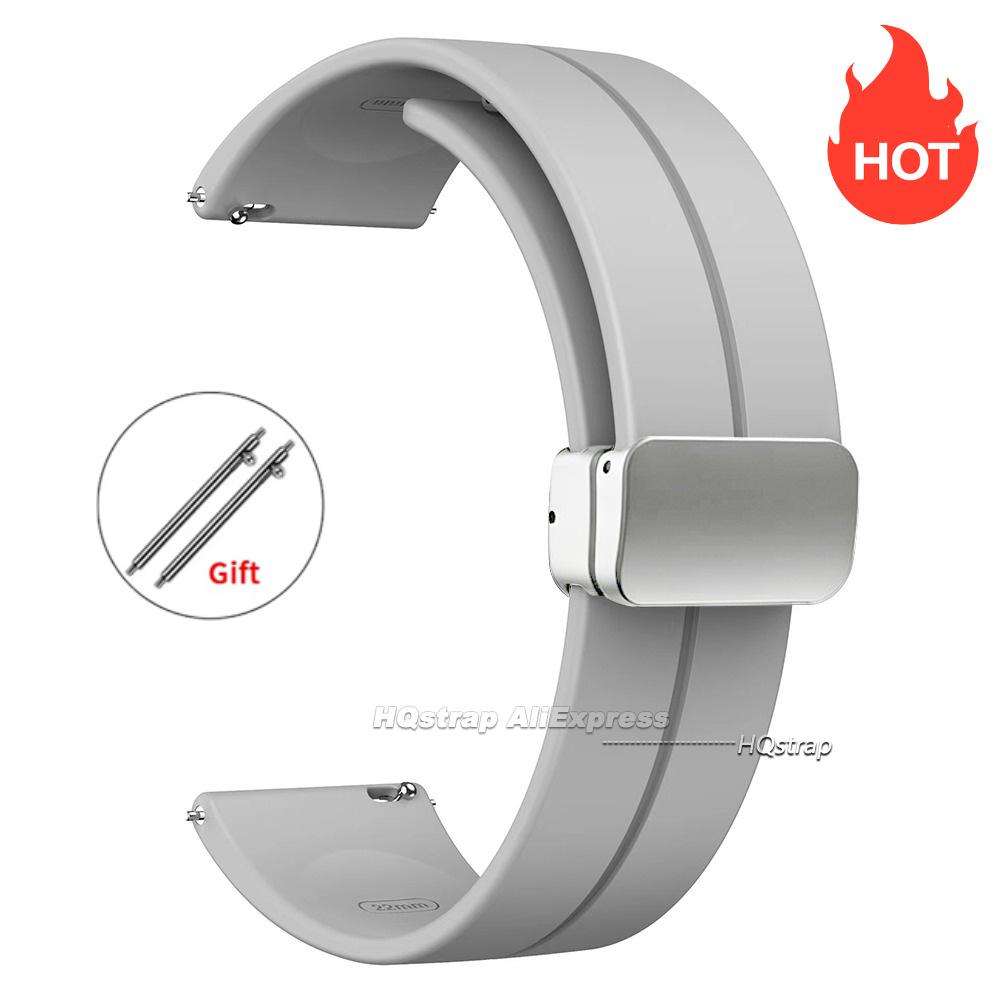 Magnetic Silicone Watch Strap 18mm 20mm 22mm Bracelet Magnetic Metal Buckle Wristband Quick Release Men Women Band Accessories