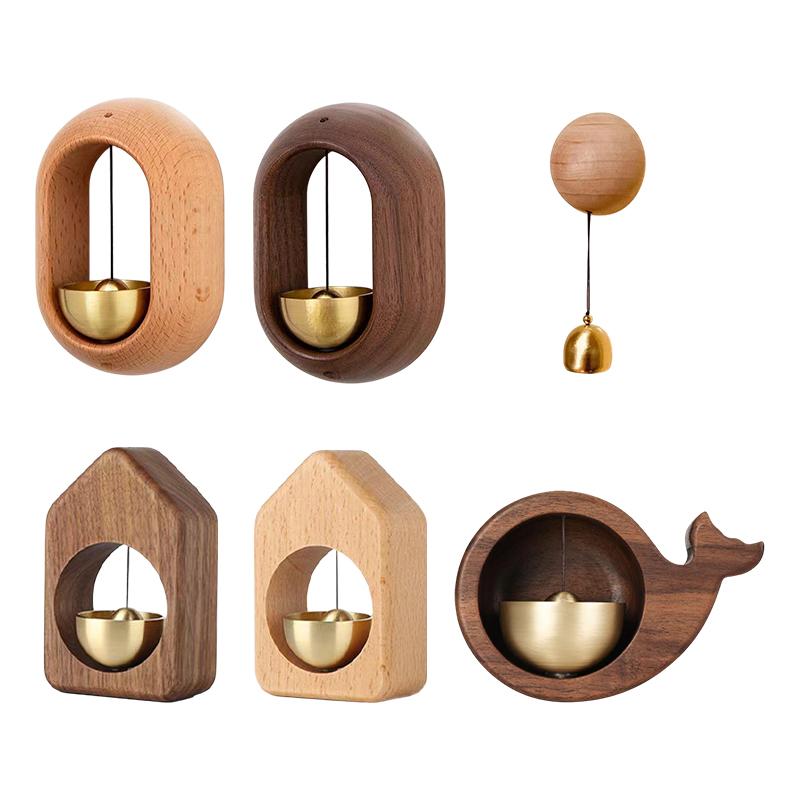 Wooden Wind Chimes Japanese Style Magnetic Wood Doorbell Hanging Decor Loud Door Bell Entering Reminder Home Decor
