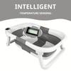 Foldable Baby Bathtub with Thermometer,Portable Travel Newborn Bathtub,with Soft Pad and Thermometer,Drainage Hole,Durable Foldable Youngsters Bathtub