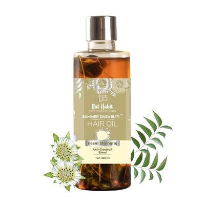 Ulei de păr de vară Nat Habit Neem Bhringraj pentru bărbați și femei, reduce mătreața, potrivit pentru toate tipurile de păr, conservanți și 200 ml