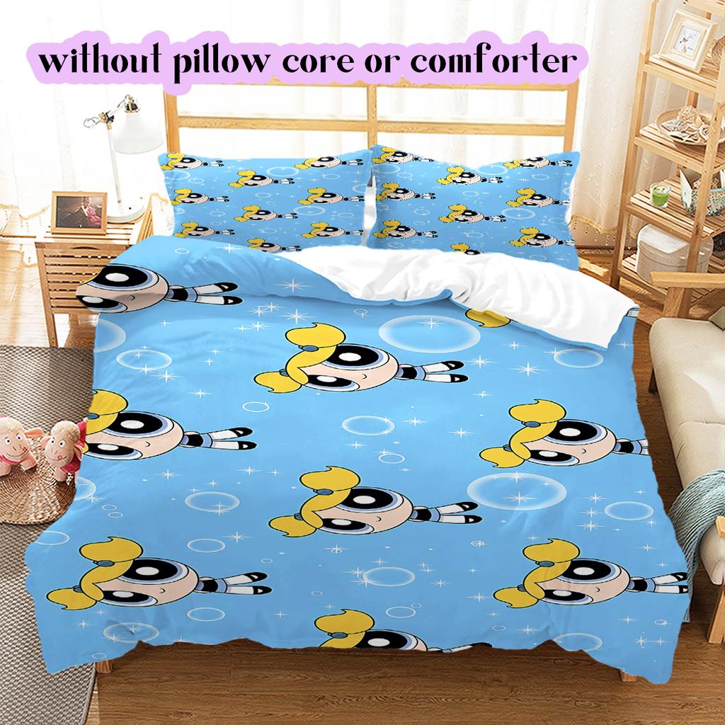 Cartoon characters Pattern Bedding Quilt Set Quilt Cover Pillowcase Home Decoration Birthday Gift (1 * duvet cover + 2 * pillowcase, without core)