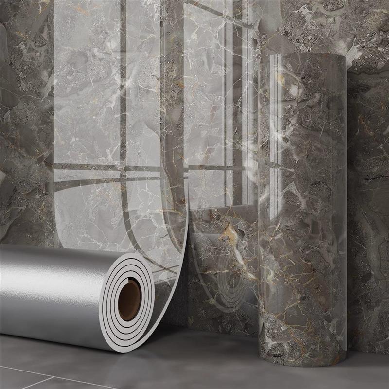 Imitation Marble Tile Wallpaper Self-adhesive Waterproof Moisture-proof Bathroom Wall Background Decor Wall Sticker