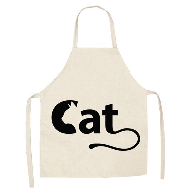 

Кухонные фартуки с забавным принтом кота, хлопковые и льняные рекламные фартуки, женские и мужские инструменты для уборки дома, униформа, рабочие фартуки, нагрудники 47x38cm