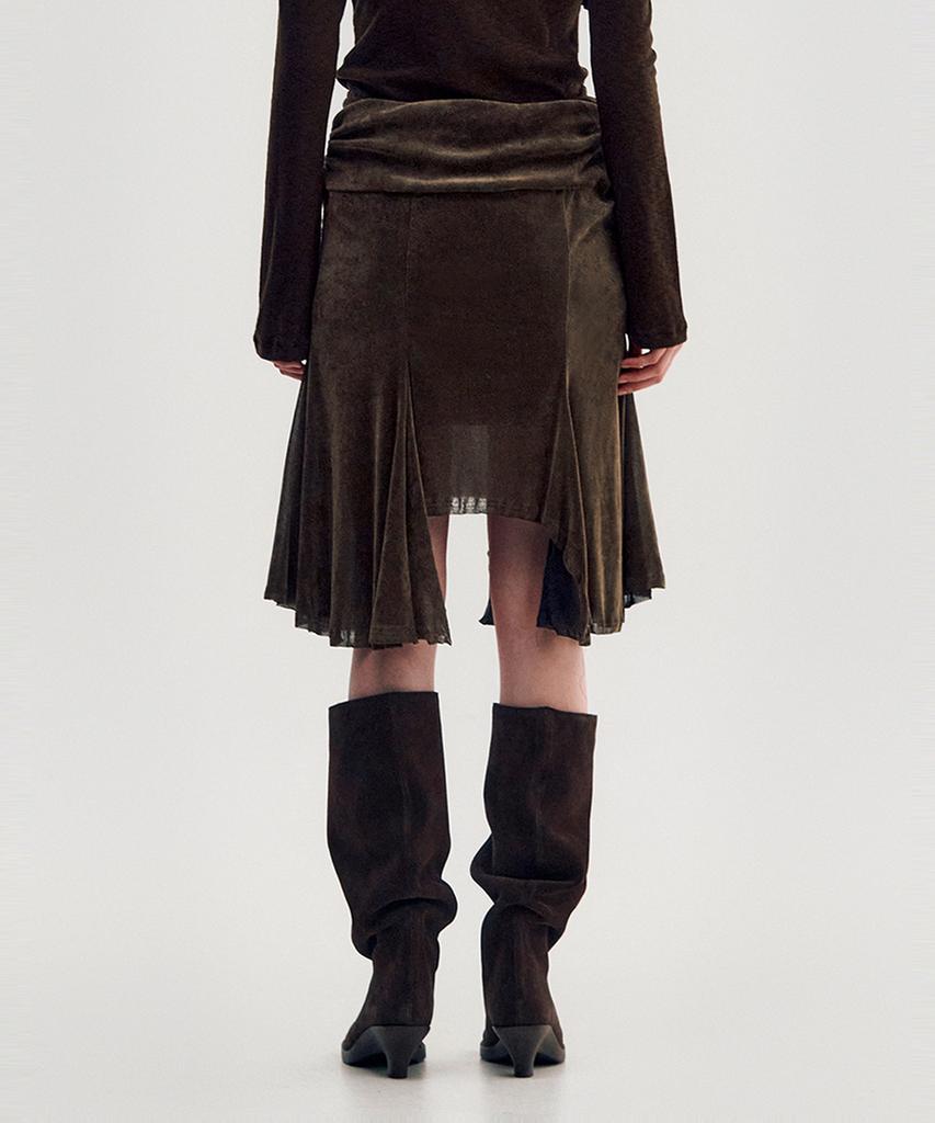 Kimjisu Velvet Jersey Gored Skirt _ Brown