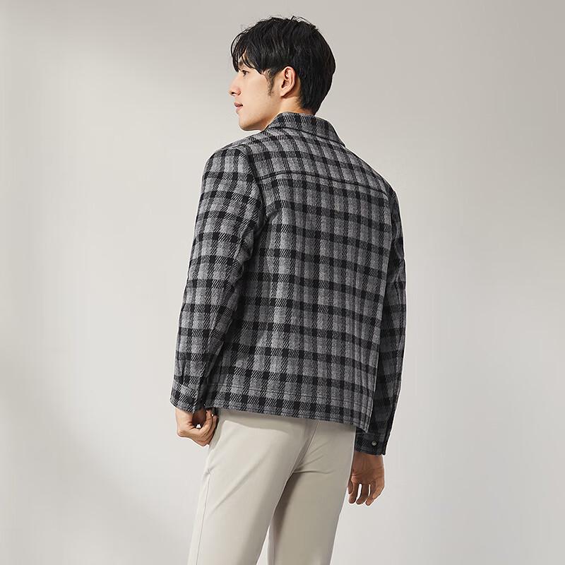 

Qipai Men s Wool Blend Plaid Jacquard Lapel Jacket 2XL