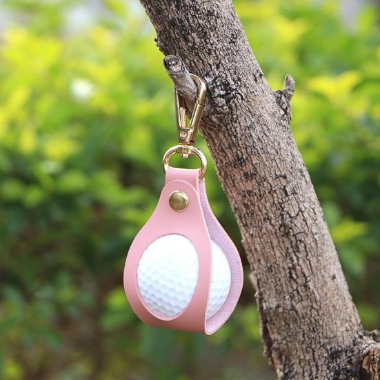 Golf Ball Bag with Clip Cling to Pants Hoop Faux Leather Anti-slip Portable Golf Ball Holder Metal Buckle Golf Organizer Golf Ball Carrier