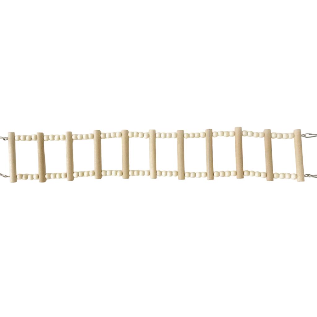 Natural Wooden Bird Ladder Climbing Toy for Small To Medium Birds Parrot Perch Hanging Ladder with Metal Hooks Durable Safe Material