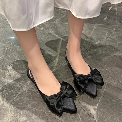2026 New Luxury Satin Silk Slingback Sandals Woman Fashion Pointed Toe Bowknot Mules Ladies Elegant Wedding Evening Party Shoes